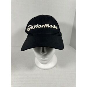 TaylorMade Golf Hat Black White Embroidered Logo Adjustable Baseball Cap OSFA